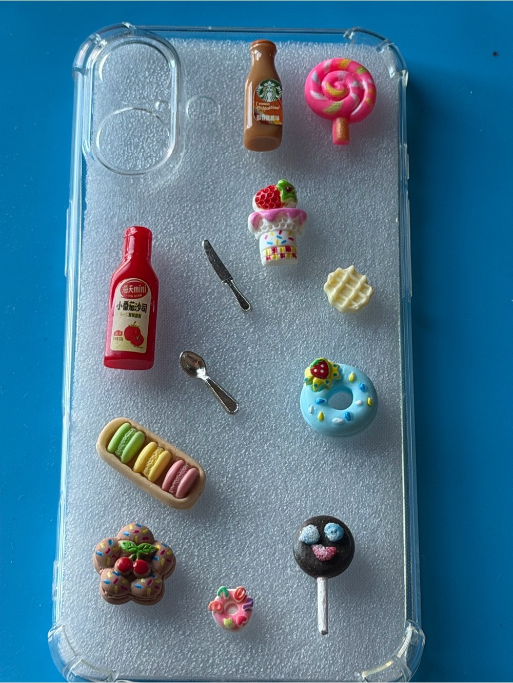 Clear Phone Case with Cute Dessert Charms